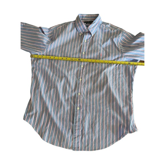 Ralph Lauren Mens Button Up Shirt Size 17 Neck 32/33 Sleeve Blue Pink Stripe - Picture 6 of 7